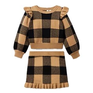 Janie and Jack Plaid Ruffle Sweater and Skirt Set